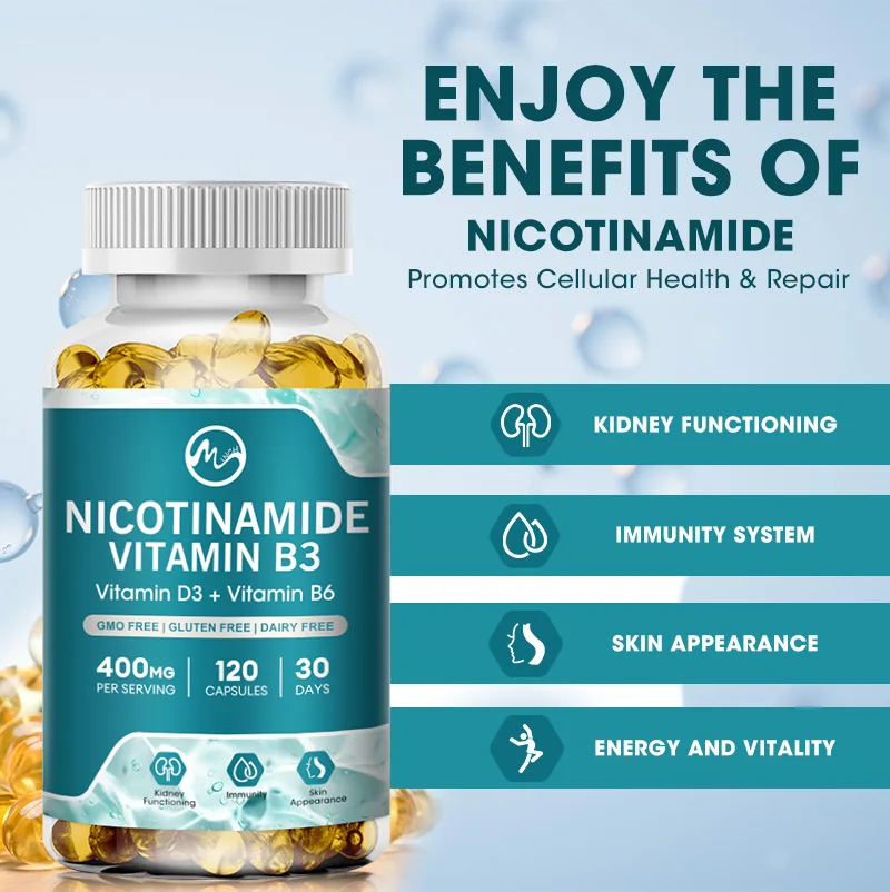 400Mg Nicotinamide Capsules with Vitamin B3 Coenzyme Q10 Promotes Skin Healthy for Reducing Skin Dullness Anti-Aging