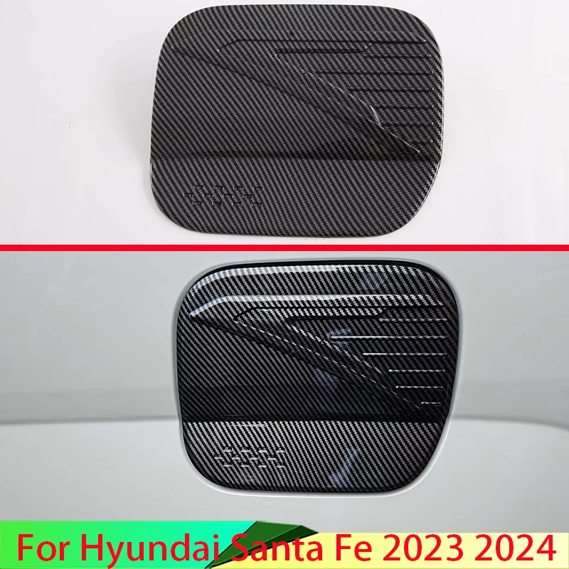 For Hyundai Santa Fe MX5 2023 2024 Carbon Fiber Style fuel Tank Cap Cover Car-Styling Trim Oil Fuel Cap Protective