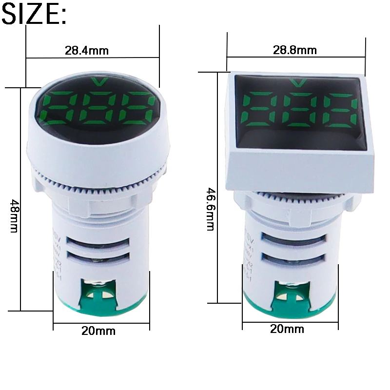 Nieuwe Stijl 22Mm Beschermende Film Mini AC20-500V Digitale Display Ledvoltmeter Voltage Meter Pilot Light Signal Lamp Indicator