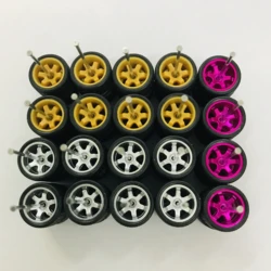 10sets 11mm wheels for 1/64 Scale Alloy Car Models 1/64 wheels with 1/64 Tires + Axles for Hot Wheel/Matchbox/Domeka/Tomy 1:64