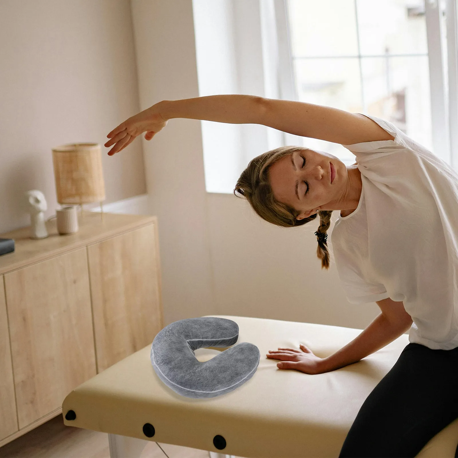 

50 шт. U-образные одноразовые чехлы из нетканого дышащего эластичного материала для подголовников столов, для спа-процедур и массажа