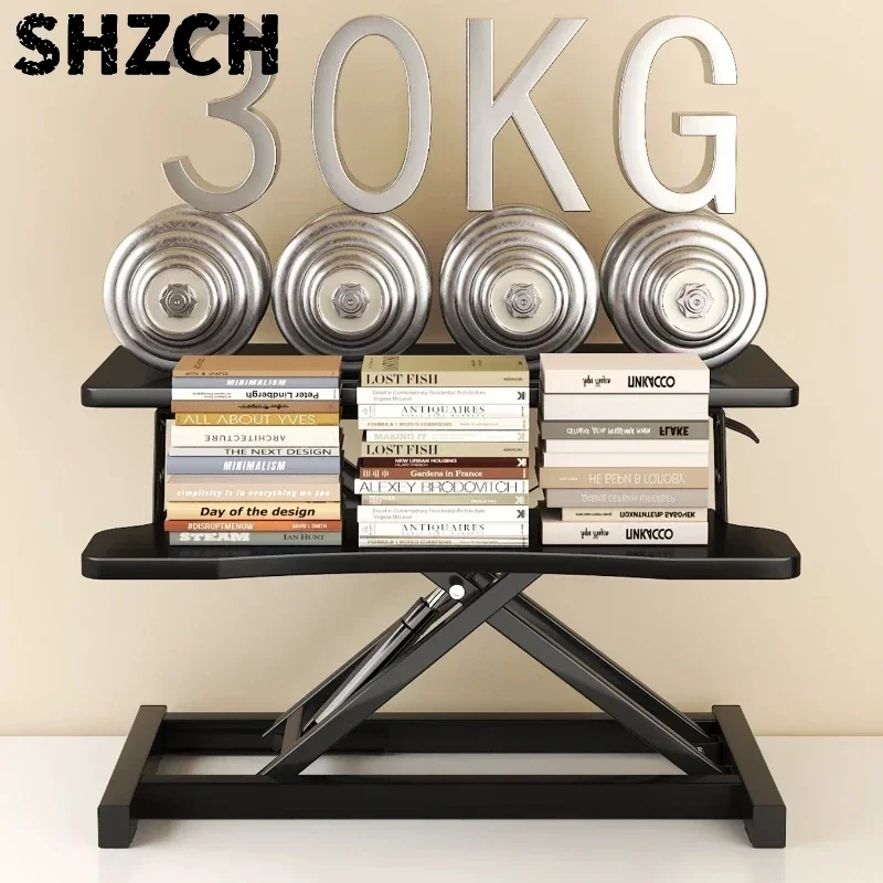 Standing Desk Height Adjustable Workstation 30kg Load Capacity Free Stop X Frame Foldable Laptop Monitor Riser for Office Home