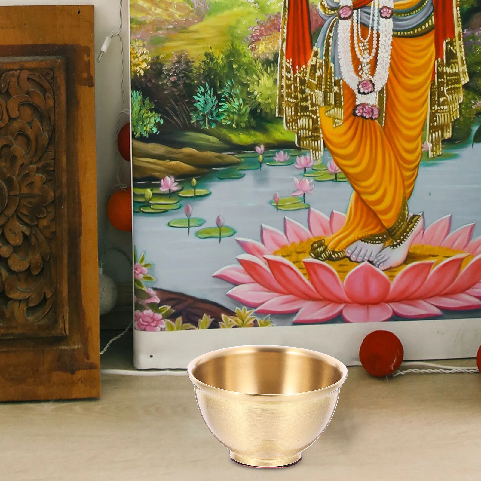 

Brass Altar Bowl Small Size Corrosion Resistant Offering Bowl Smooth Surface for Prayer Worship Home Decoration