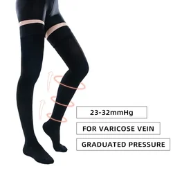 Medical Compression Stockings 20-30mmHg Graduated Pressure Thigh High Elastic Nursing Socks for Varicose Veins Edema Swelling