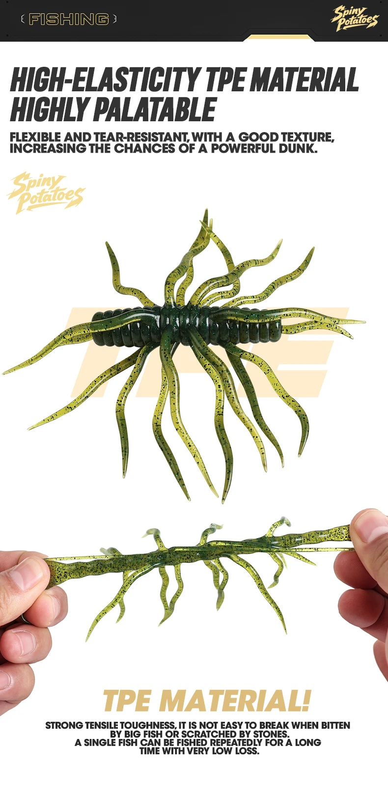TAIYU Boxed Soft Worms Angelköder aus TPE-Material, langlebiger künstlicher Weichköder für Salzwasser/Süßwasser, Angelköder für Barsch/Forelle. – Detail 5