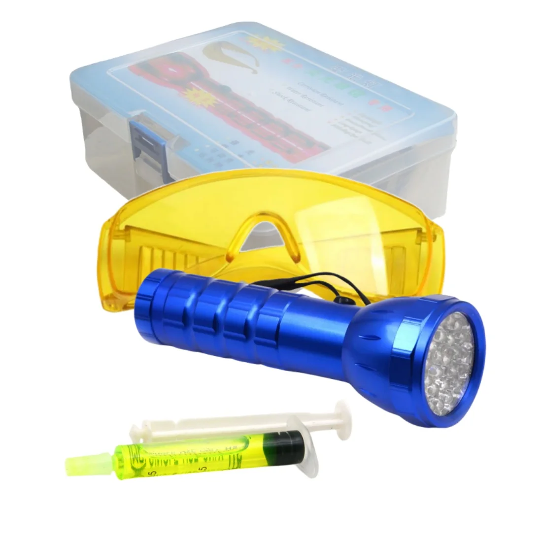 28 LED UV Flashlight  Glasses Fluorescent oil Tool Set Car  Air Conditioning A/C System Leak Test Detector Kit