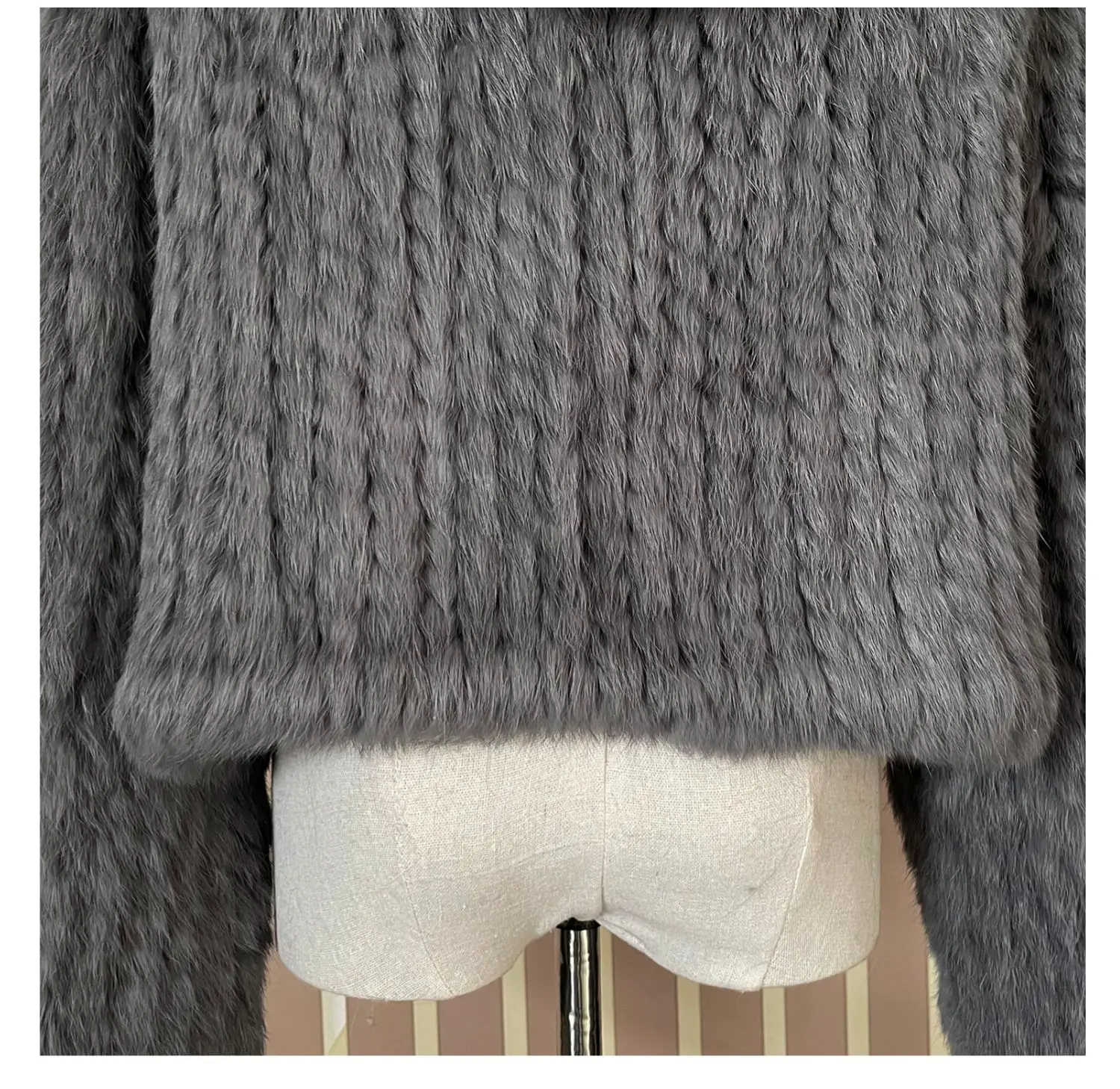 Long Sleeve Casual Loose Knitted Real Rabbit Fur Hooded Coat Women Genuine Natural Rabbit Fur Outwear Female Fur Jacket