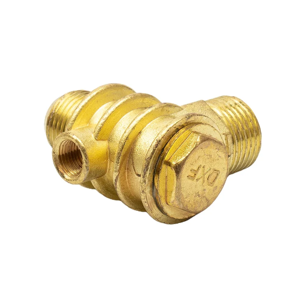 Air Compressor 3-Port Check Valve Brass Male-Threaded Workshop Replacement  Check Valve Connector Tool 20x19x10mm