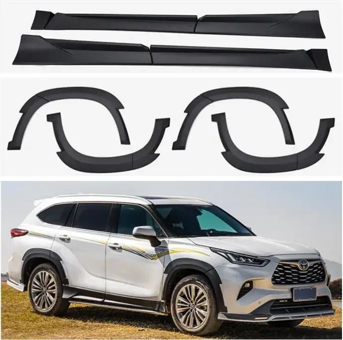 For Toyota Highlander 2021 2022 2023 Side Panels Body Skirts Kit lip Wheel Brow Cover