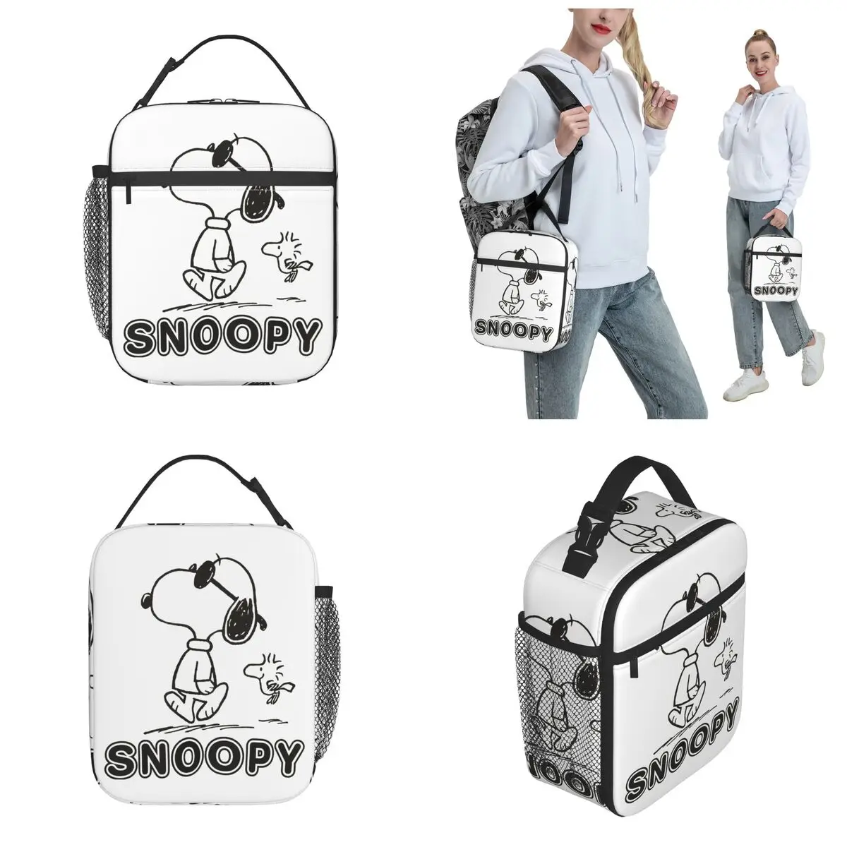 Cool Snoopy Woodstock Peanuts Anime borse per il pranzo con isolamento termico per il lavoro Bento Box Cooler Thermal Lunch Box