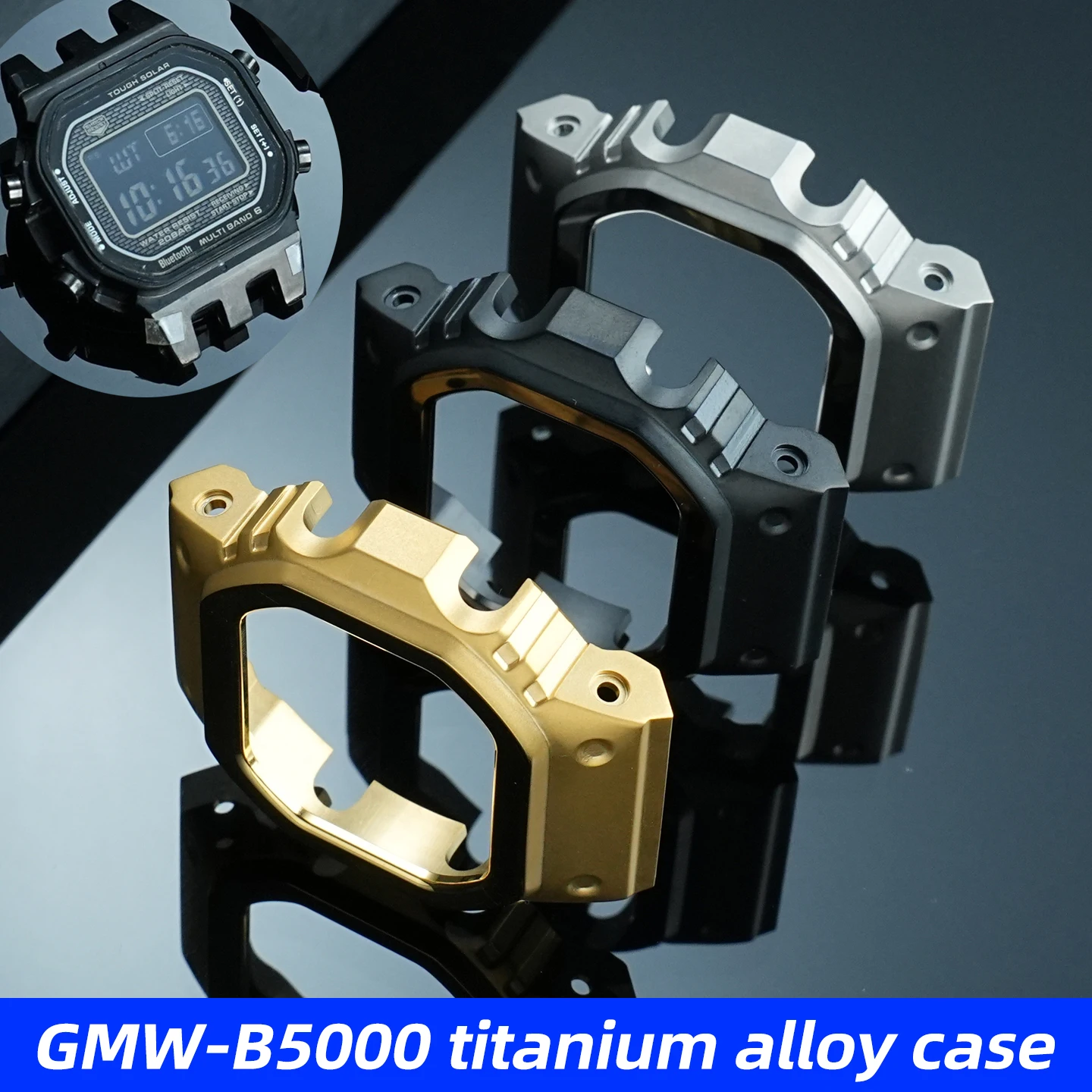 

Корпус из титанового сплава B5000, для Casio, маленький золотой блок GMW-B5000, модифицированный корпус для часов «сделай сам», новый модернизированный корпус из титанового сплава, аксессуары
