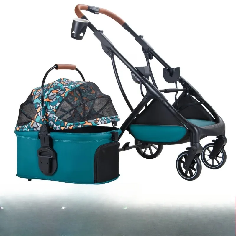 Trolley Lightweight Foldable Cat Out Trolley Separate Teddy Pet Cart, Green - Suitable for Small Dogs,