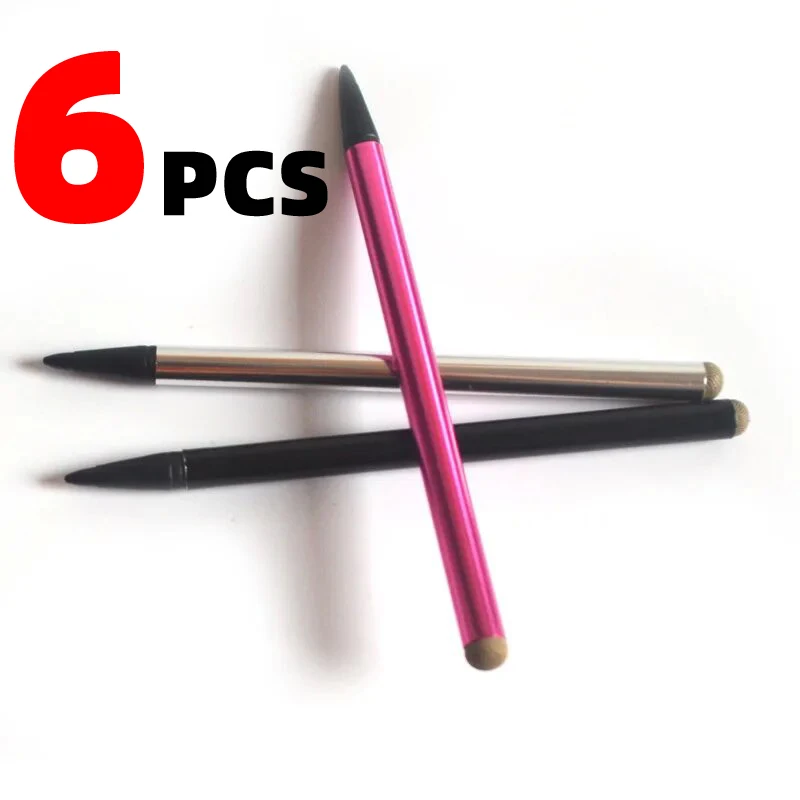 Dual Purpose Double Headed Stylus, Resistive Capacitive Screen, Navigation, Mobile Phone, Game Console, Metal Touch Pen, 6Pcs