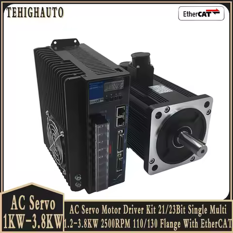 AC 220V Servo Motor Driver Kit 1KW-3.8KW 17/21/23Bit Single Multi Absolute Encoder 2500RPM 4~15Nm 110/130 Flange With EtherCAT