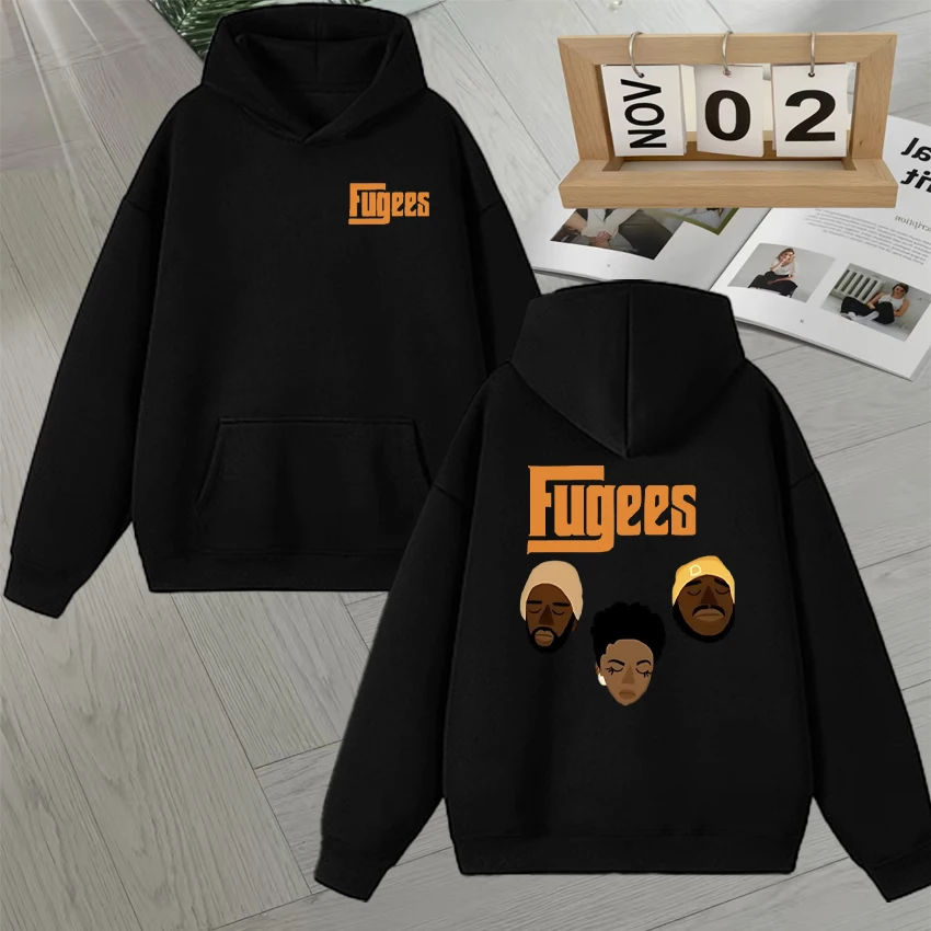 

2025 Hot Fugees Rapper Graphic Double Sided Print Hip Hop Sweatshirt Men Women Long sleeve Fleece Autumn Winter Pullover Unisex