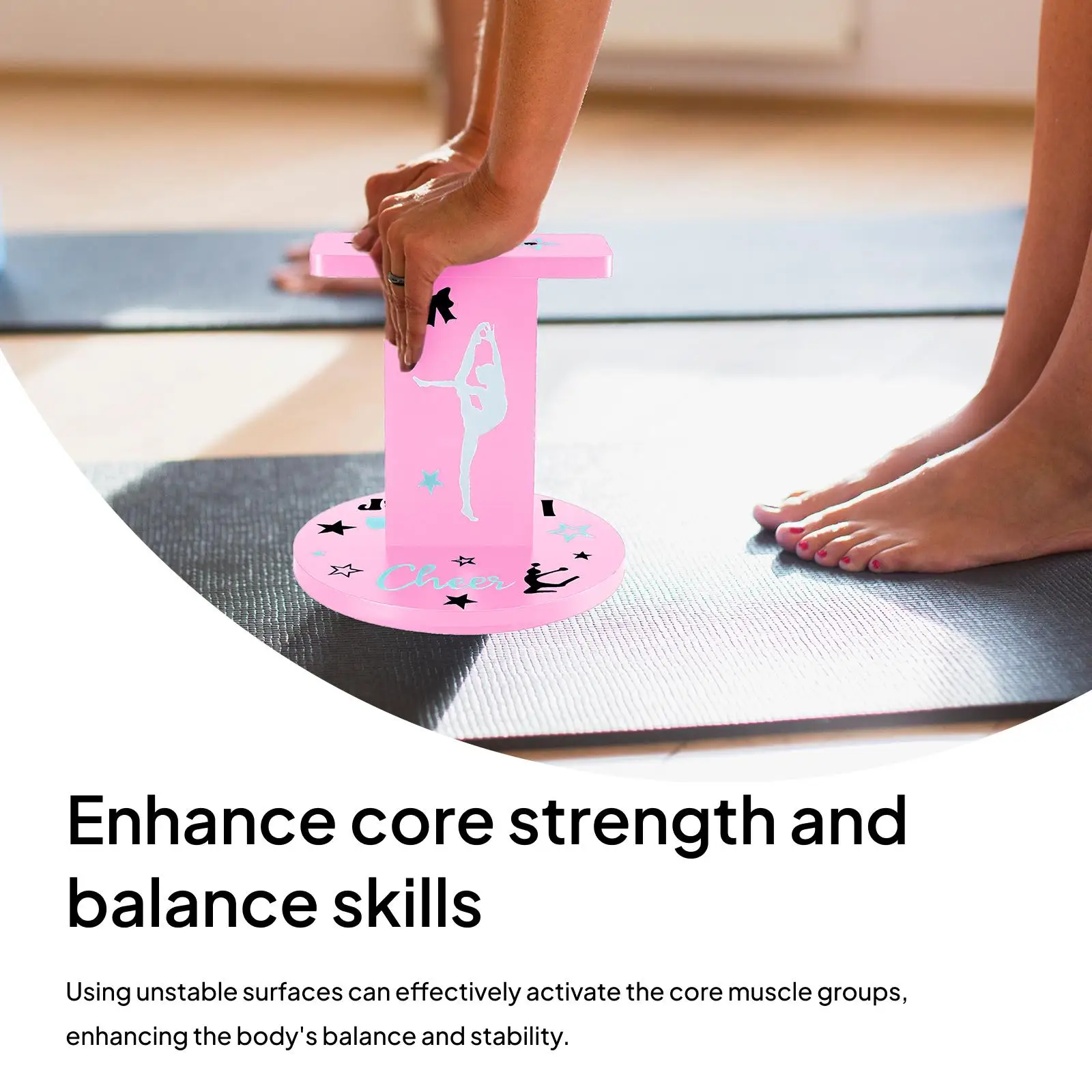 Cheerleading Balance Trainer Wooden Stunt Board Yoga Balance Equipment for Improving Core Coordination Home Exercise
