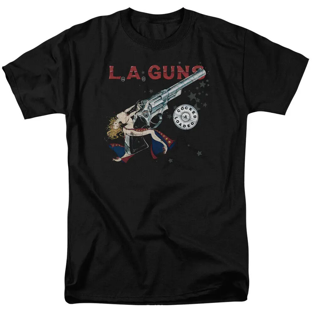 L A Guns Cocked And Loaded T Shirt Licensed Hard Rock n Roll Band Merch Black