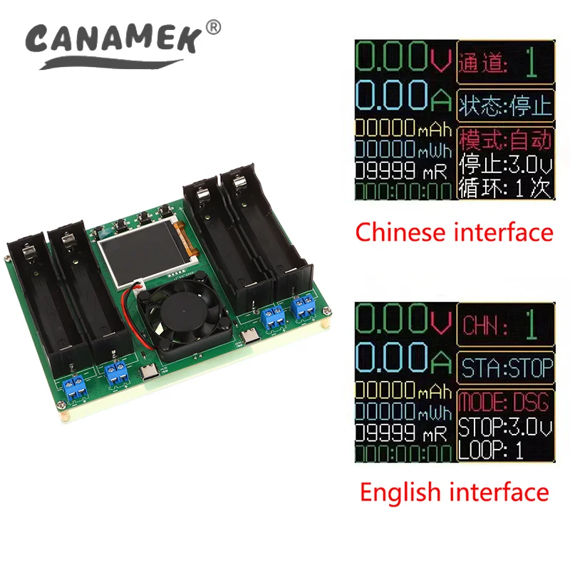 

4-канальный модуль тестера емкости литиевой батареи 18650, цифровой модуль тестера детектора мощности батареи 18650, интерфейс типа C