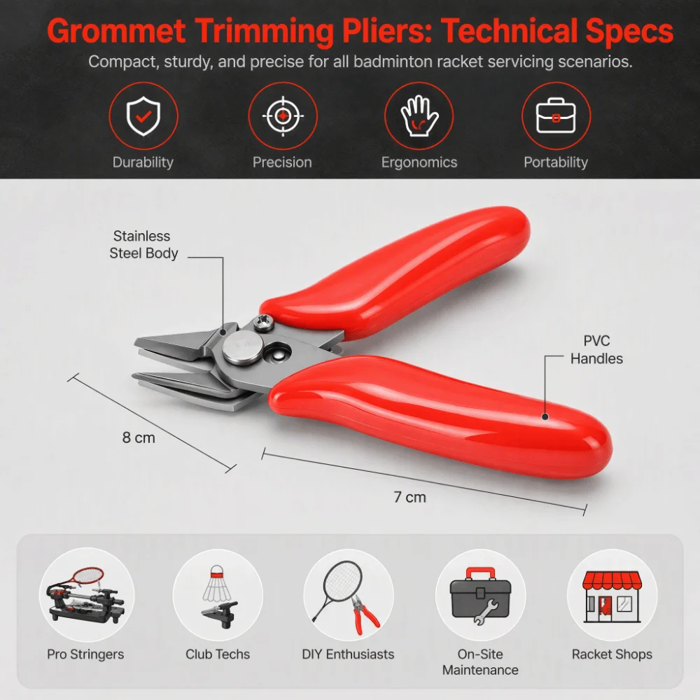 Stainless Steel Pliers Badminton Grommet Pliers 1.5mm Positioning Gasket PVC Handle Pliers Badminton Grommet Tube Cutter
