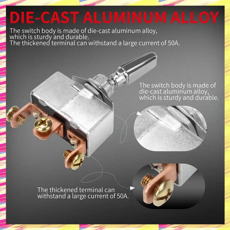 

ABJJ 50A 12V DC Heavy Duty Toggle Switch Car Modified High Current Toggle Switch 1 PCS Metal
