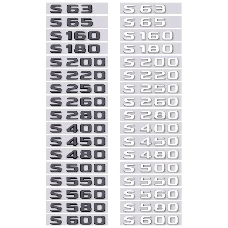 S63 65 160 S220 250 S480 S550 S600 letter logo car sticker for mercedes benz S class refit rear boot displacement trunk label