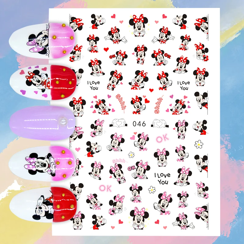 Os Vingadores Super-heróis 3D Prego Adesivos, Mickey Mouse Decalques, DIY Nail Art Supplies, Ponto, 1pc