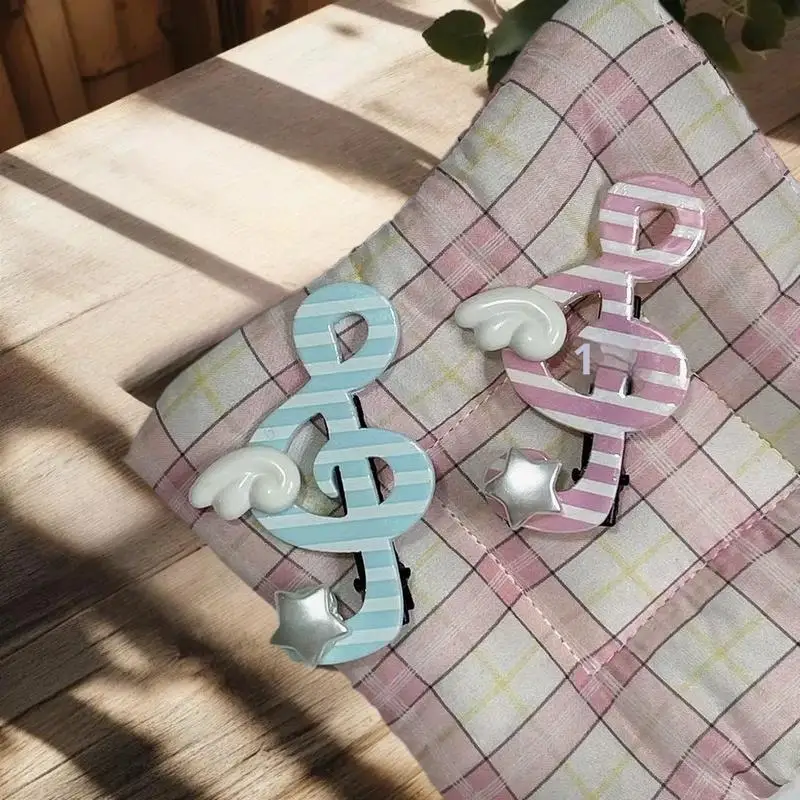 Kawaii العصرية ستار الموسيقية رمز الجناح مشبك شعر Y2K INS نمط فريد مخطط الجانب كليب الانفجارات كليب الشعر مجوهرات اكسسوارات #5