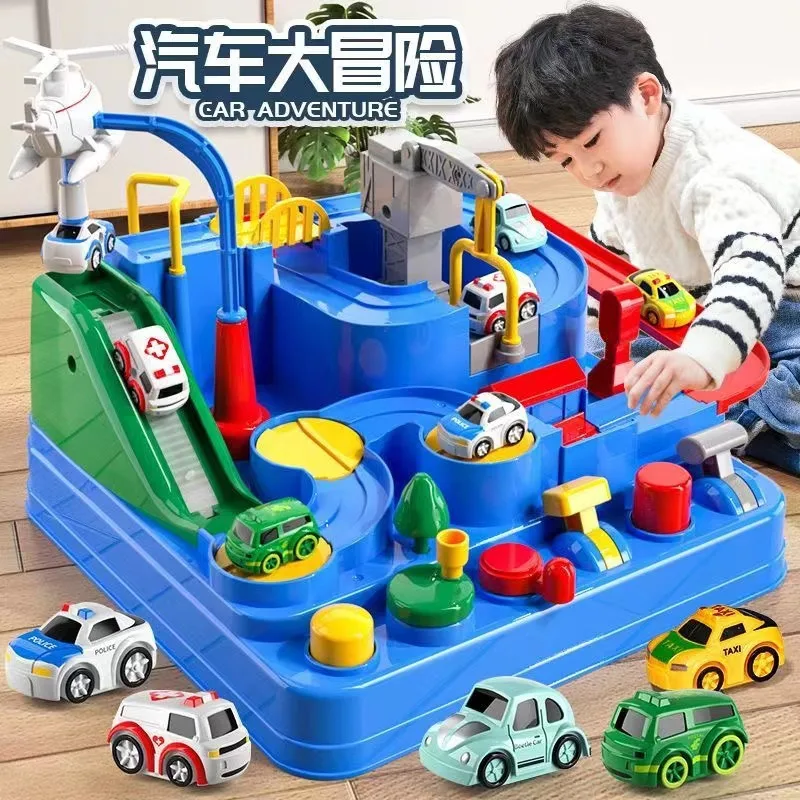 City Rescue Cartoon Car Race Track Big Adventure Puzzle Rail Coasting Magnetic Slot Toys Kids festival birthday Kid gift Toy