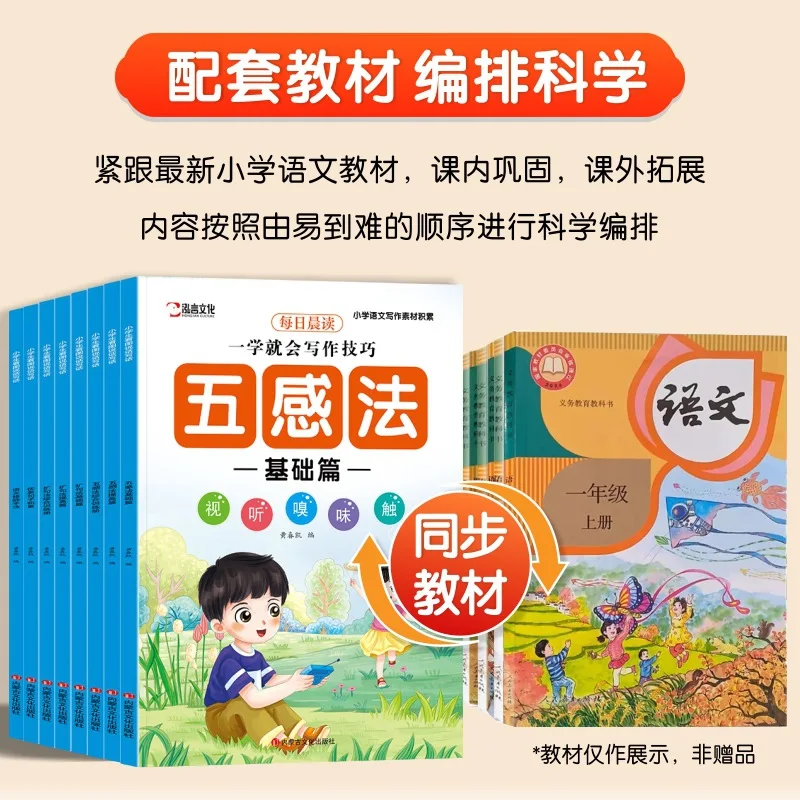 Elementary Chinese Writing Materials: Five Senses Method, Sentence Expansion & Rhetorical Devices