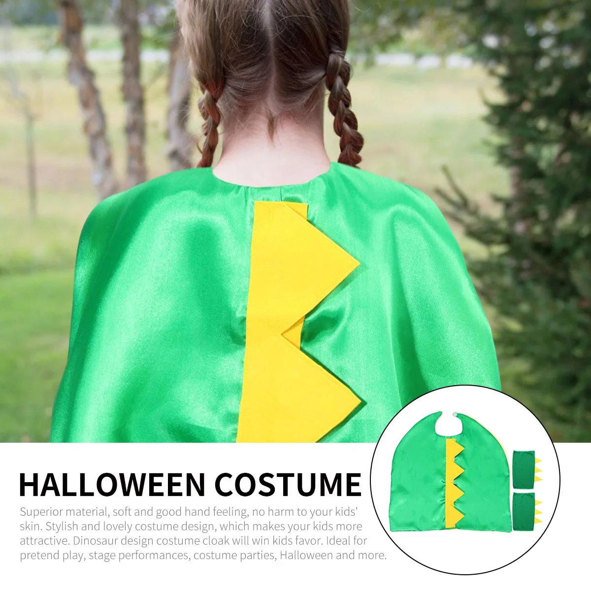 1Set Kids Dinosaur Cape Dragon Wristband Costume Cloak Spikes for Halloween Dress Up Pretend Play Party Kids Dinosaur Cape