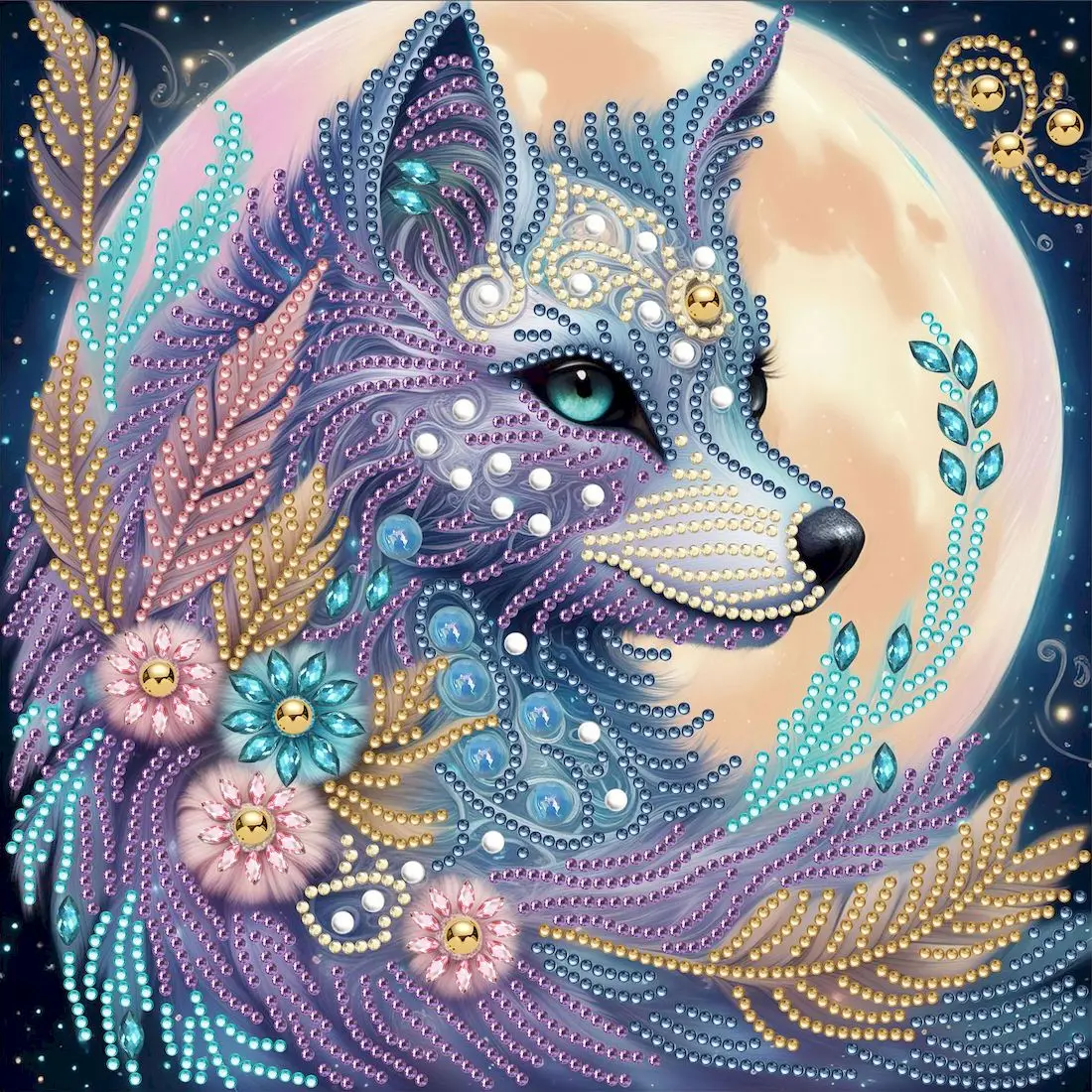 RUOPOTY Special Shape Diamond Painting Kits For Adults Wolf Picture Diy Diamond Art Painting Kits Crystal Rhinestones For Crafts