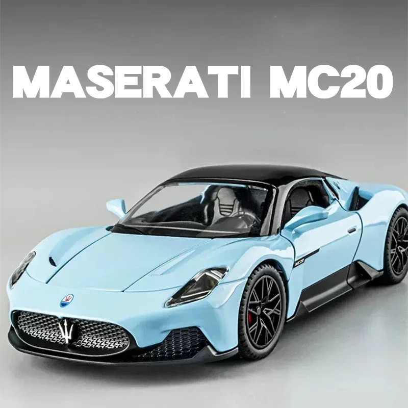 Large 1/22 Maserati MC20 Sport Car Alloy Model Car Diecast Metal Scale Collection Vehicle Model Sound Toy Car Gift For Children