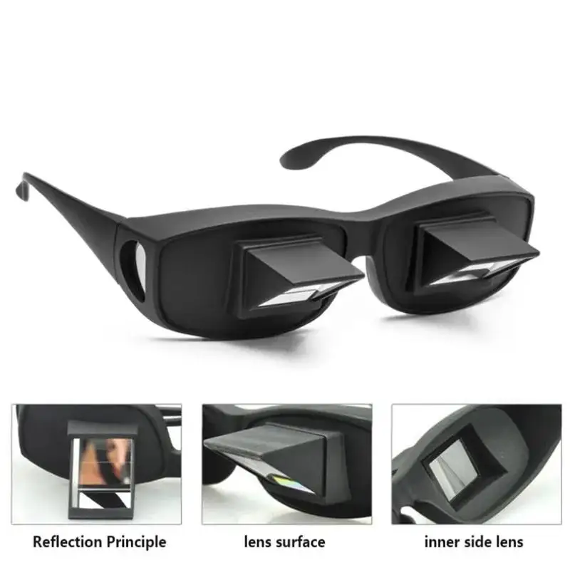 90 Degree Prism Glasses For Lying Down, Lazy Readers Periscope Spectacles, Horizontal Bed Reading & TV Watching, Fits Over Myop