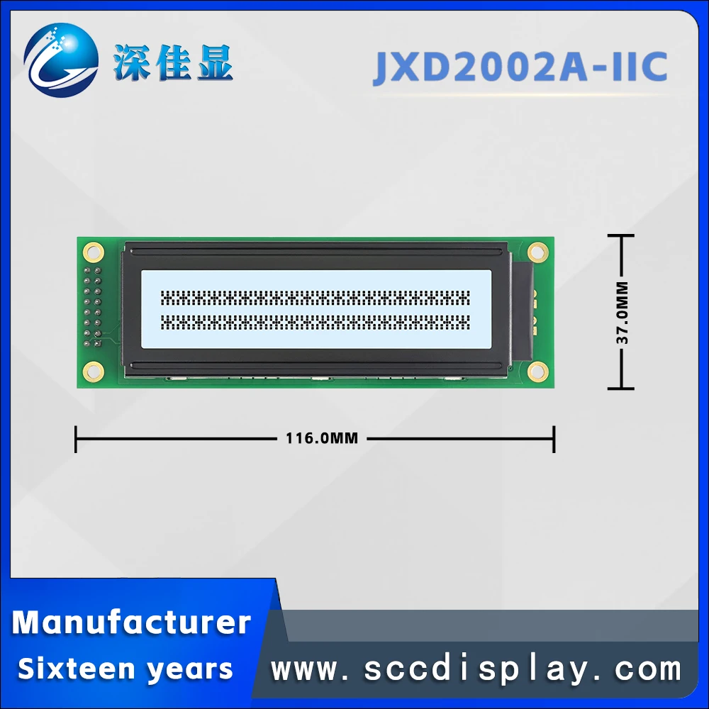 Russian language LCD 20*2 character dot matrix screen JXD2002A-IIC FSTN White Positive IIC/I2C with backlight LCM display module