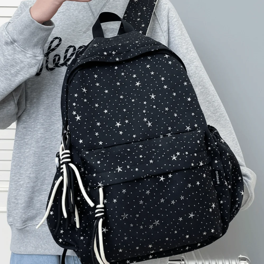 Oxford Cloth Star Backpack Multi-pockets Solid Color Student School Bag Large Capacity Korean Style Travel Rucksack Students