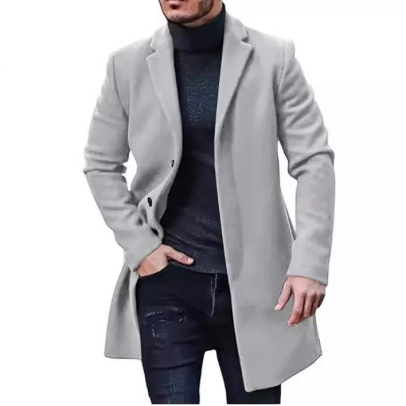 Manteau en laine mi-long pour homme, manteau semi-long, multi-documents, multi-taille, station indépendante, version améliorée, en stock, Ath