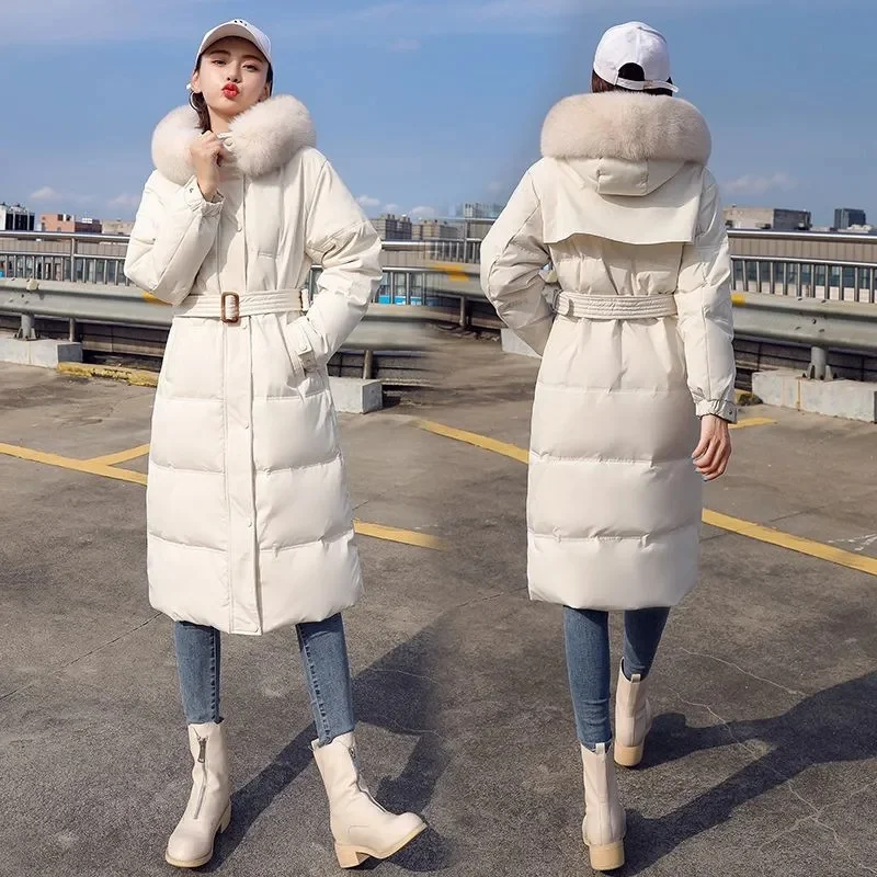 New Autumn Korean hooded Thick Warm Down Cotton Jacket women Winter Parkas Casual Mid-Length padded Clothes loose overcoat T746