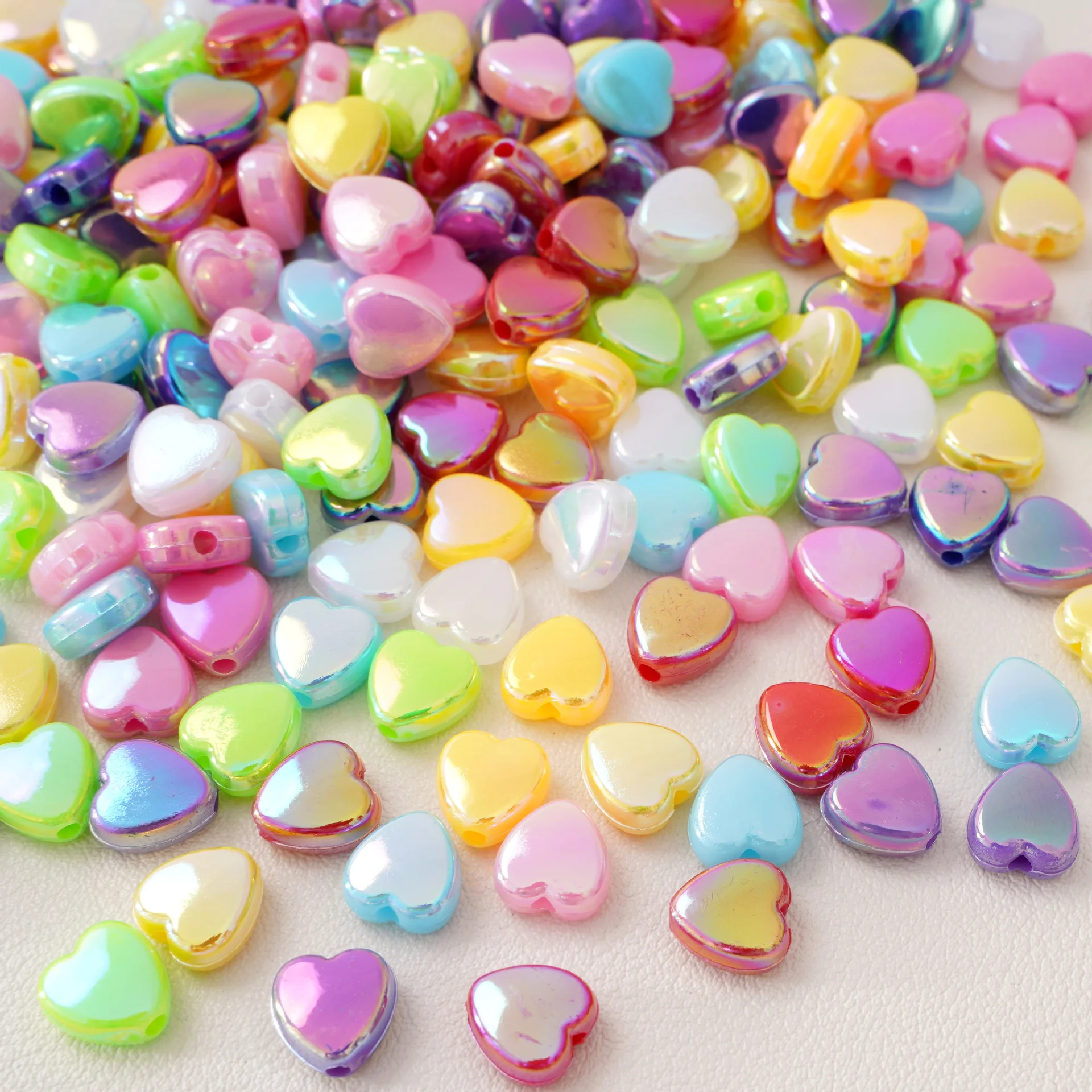 

400 шт. 8x9 мм акриловые радужные бусины в форме сердца, свободные бусины-разделители для ювелирных изделий ручной работы, браслет «сделай сам», цепочка для телефона, подвески, материалы