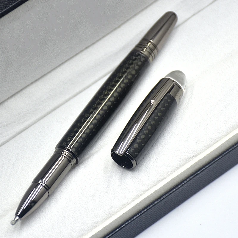 Luxury MB Black Carbon Fibre Crystal Star Rollerball Pen Ballpoint Pen Office School Stationery Writing Smooth Ink Fountain Pens