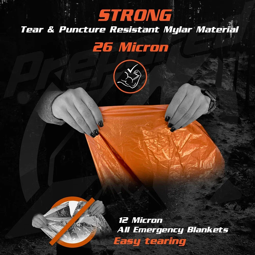 LIFE Poncho Notfall-Überlebens-Regenponcho Thermische Überlebens-Warmfutterdecke Regenmantel Wärmereflektierend Wasserdicht für Camping und Wandern – Detail 4