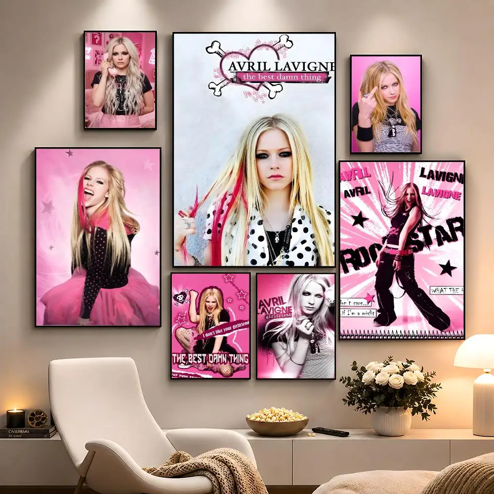 Singer Avril Lavigne Pop Punk Poster Peel And Stick Wall Art PP Waterproof HD Bedroom Living Room Home Decor Gift
