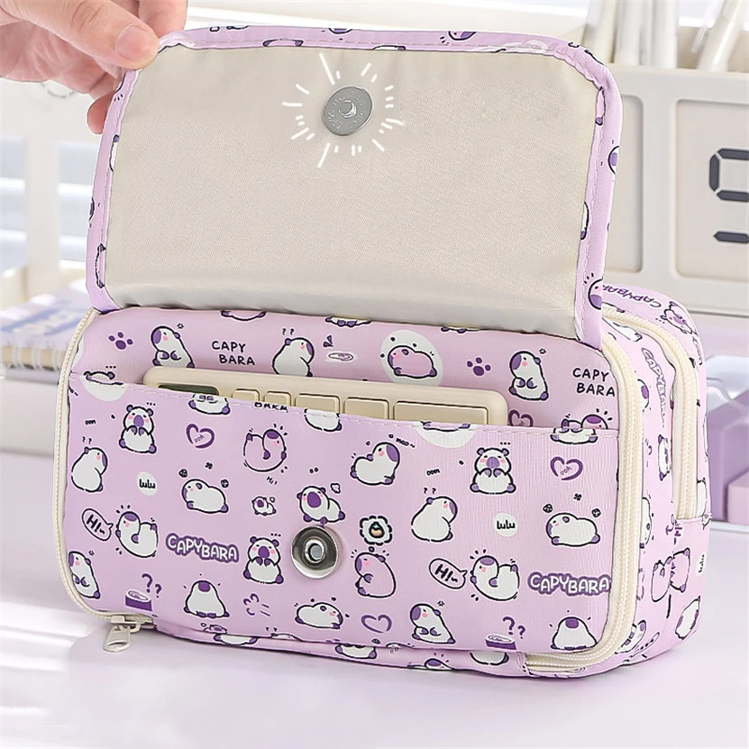 Imagem -04 - Grande Capacidade Caixa Lápis Case Bolsas Kawaii Transparente Organizador Japonês Papelaria Bolsa Material Escolar Estuches Escolares