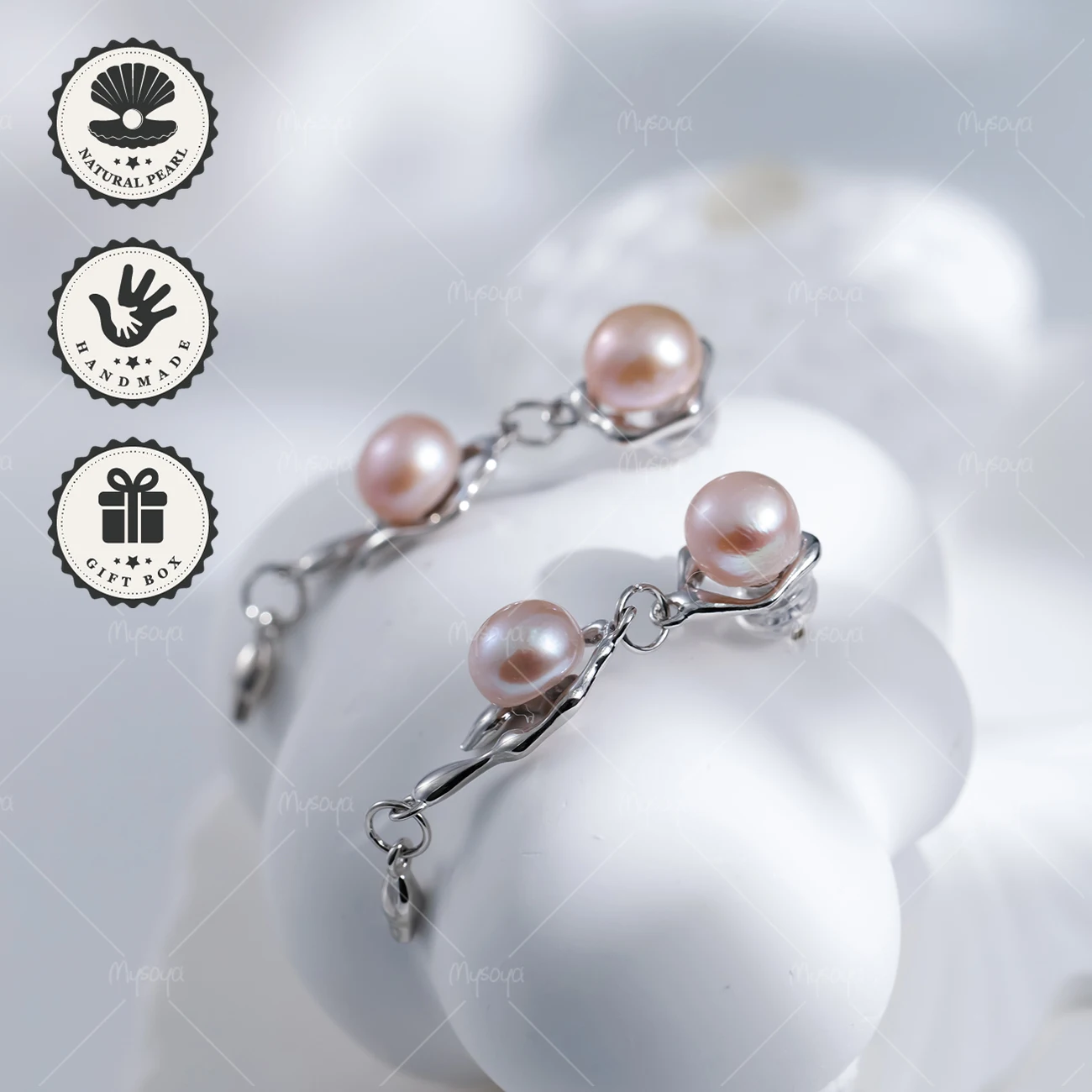 

Серебристые серьги-подвески MYSOYA с фиолетовым пресноводным жемчугом 6-7 мм в подарочной коробке, подарок на день рождения, подарок на День святого Валентина