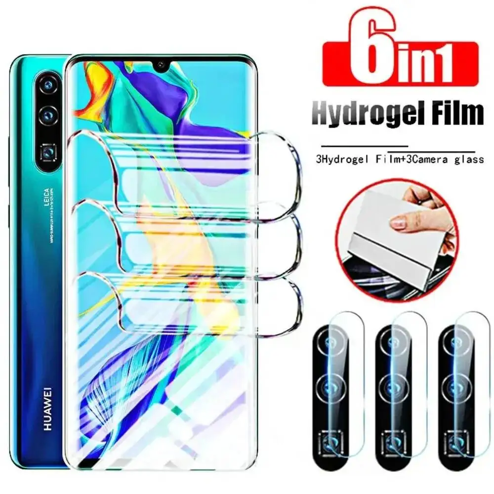 

6IN1 Camera Screen Protectors P30 Lite P60 P40 P50 P20 Hydrogel For Huawei Nova 5T Mate 60 50 30 40 Pro Film