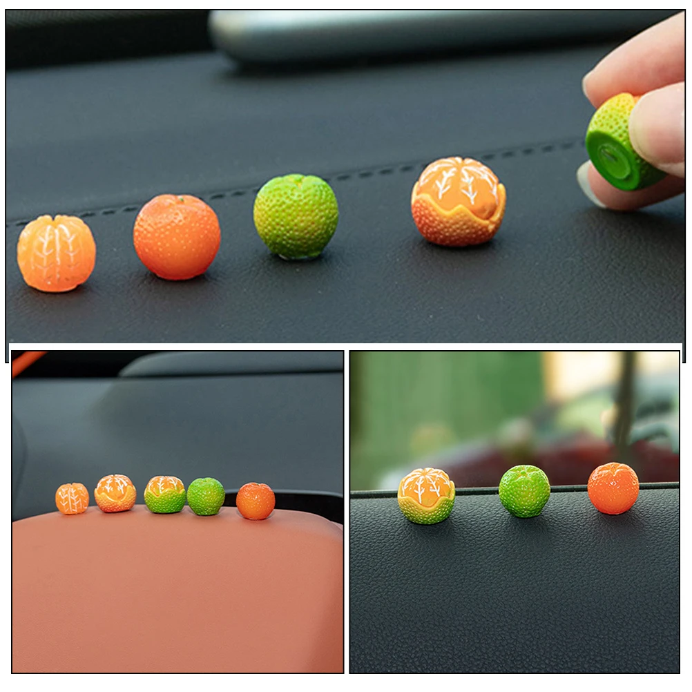 

5pcs Mini Orange Ornaments Car Dashboard Decor Automotive Interior Accessories Resin Dashboard Center Console Decoration Home