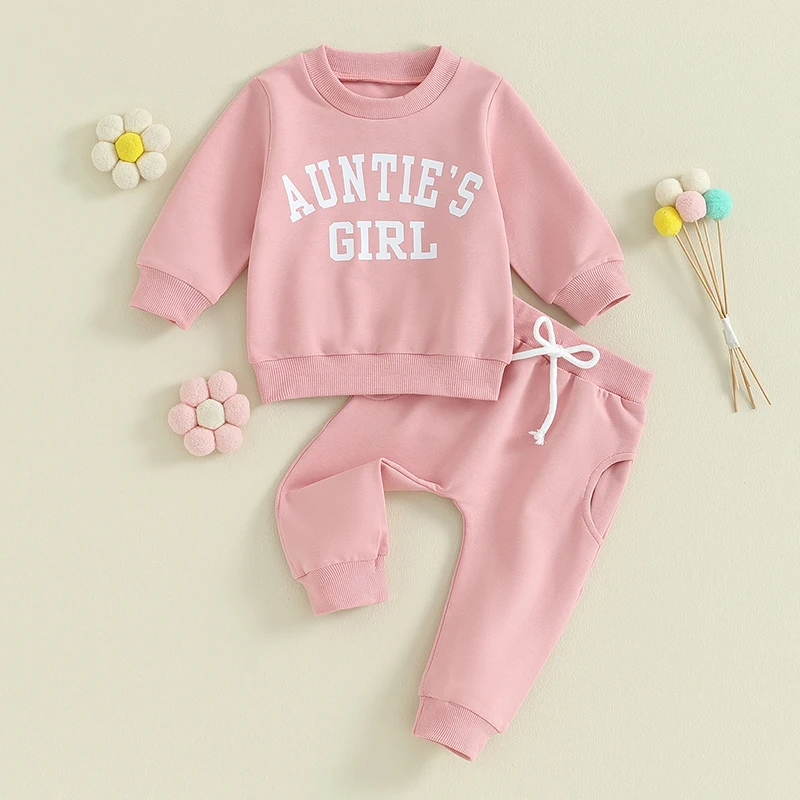 

Toddler Baby Girl Clothes Set Aunties Girl Long Sleeve Sweatshirts and Jogger Pants 6 12 18 24M Fall Winter Outfit