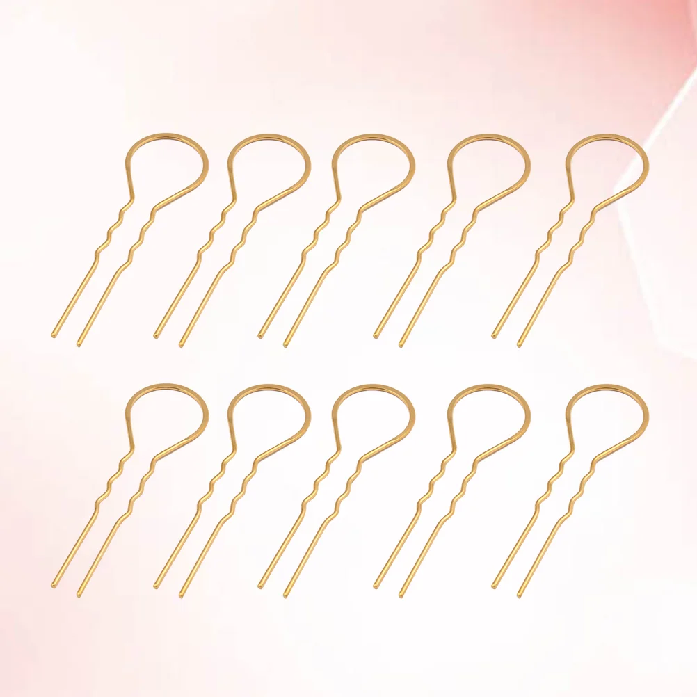 10 pçs grampos de cabelo ondulado em forma de u pinos de metal hairpin em forma de u grampos de cabelo fáceis de usar feminino simples acessórios práticos