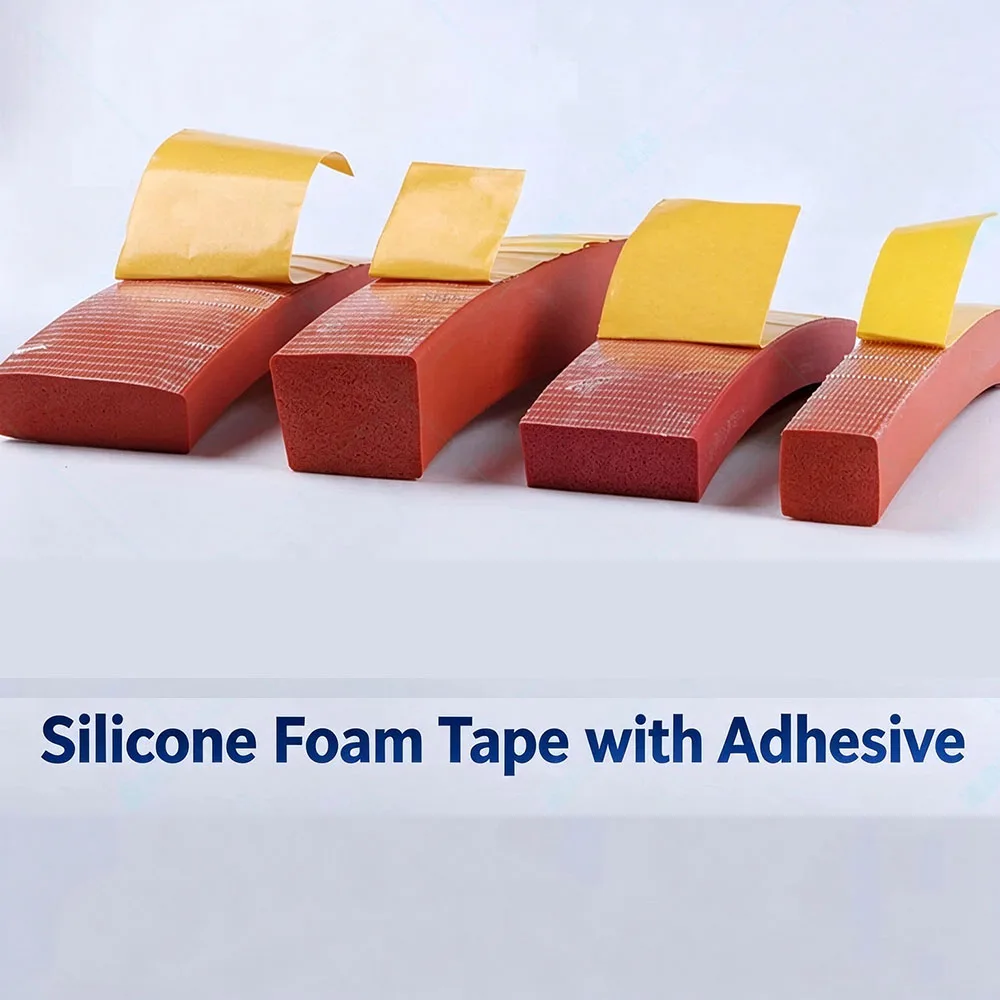 1M Red & White Self-Adhesive Silicone Sponge Seal Strip 6-100mm Width Heat Resistant Cabinet Buffer Dustproof Soundproof Strip