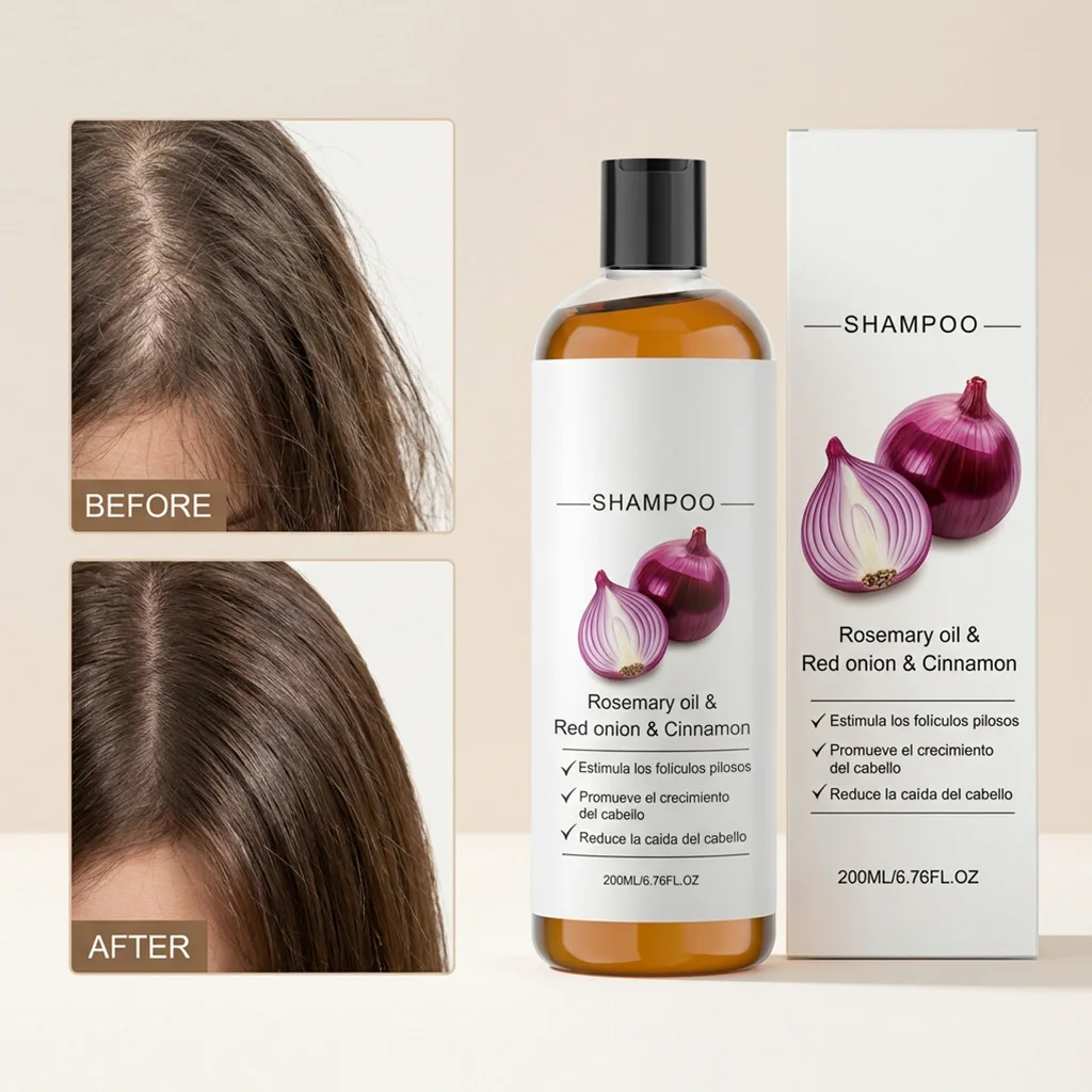 Rosemary Red Onion Shampoo Anti Hair Loss Scalp Care Hair Strengthening Volumizing Shampoo Lightweight Moisturizing Cleansing