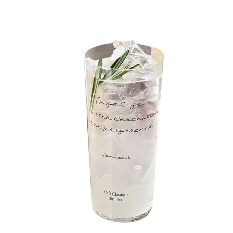 Simple Letter Juice Glasses Cups Highball Whiskey Glass Cups Japanese Style Ultra-thin Slanted Glass Cup Long Drink Colin Cup